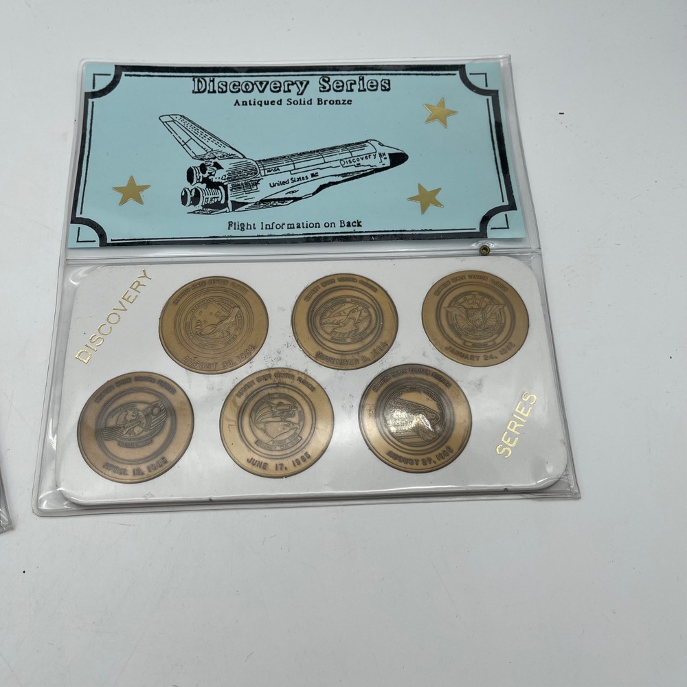 NASA Space Shuttle Discovery & Columbia Antiqued Solid Bronze Coin Sets 12pc